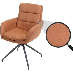 Esszimmerstuhl MCW-K32, Küchenstuhl Lehnstuhl Stuhl, drehbar Auto-Position, Stoff MVG ~ Wildleder-Optik braun