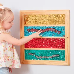 Pailletten Wandboard Streifen Sensorisches Lernspielzeug 50x50x1,5 cm Holz, mehrfarbig - TTS - Fördert Tastsinn und Motorik