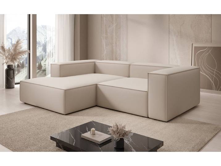 Designer Ecksofa Lesley Mini in Stoff - Pink - Rechts - Stoff - Luxusbetten24