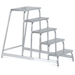 Tritt Aluminium/Aluminium, 2 Stufen, H 400mm, B 670mm, Stufentiefe 200mm - silber