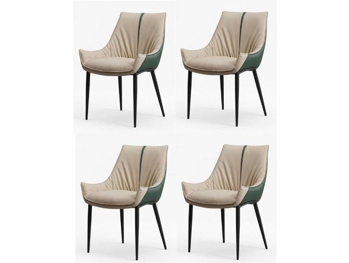 Xlmoebel Sitzgruppe Moderner Esszimmerstühle 4er Set Beige Grün Kunstleder Stühle, (4-tlg., 4er-Set)