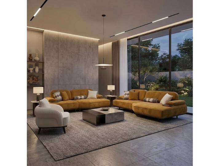 Xlmoebel Polstergarnitur Sofagarnitur Ecksofa Sessel Gelb Modern Elegante Couchgarnitur Set
