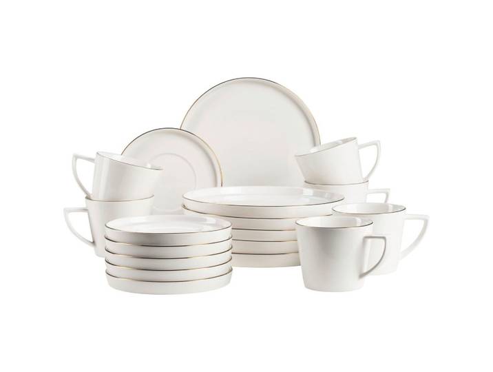 Kaffeeservice Sita Weiß/Goldfarben, 18-teilig