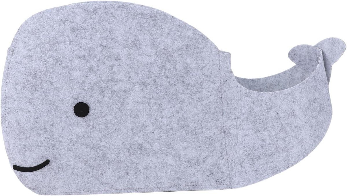 Opvouwbare vilten opbergmand met walvisontwerp voor speelgoed, grijs, B: 32 cm, D: 26 cm, H: 6 cm