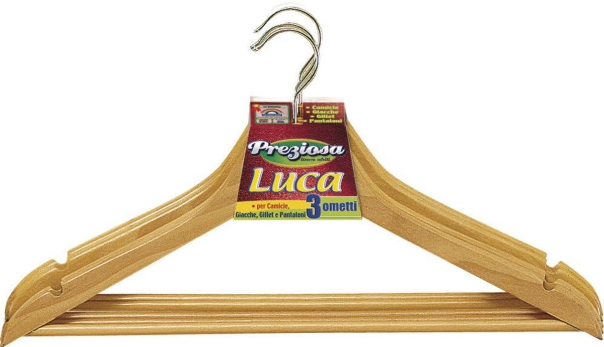 Set van 3 houten kledinghaken, 44 cm