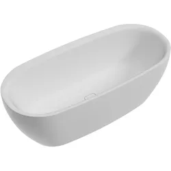 Hoesch iSensi Oval Badewanne 1800x800 Monolith Acryl weiß mit Überlaufbefüllung und fester Schürze