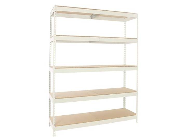 PROREGAL Schwerlastregal EXTREM Wood YETI Five HxBxT 300x150x45cm Fachlast 400kg Weiß Standregal Werkstattregal Lagerregal Kellerregal