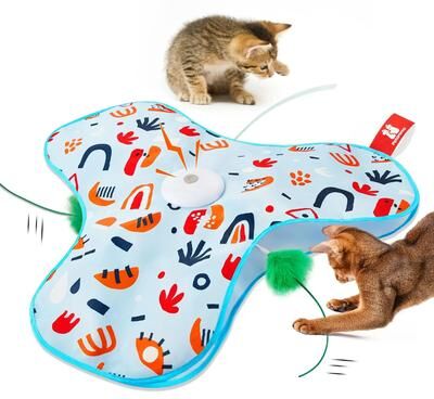 Uplift Essentials Interactive Smart Hide and Seek Cat Toy With Motion Sensors sky Blue