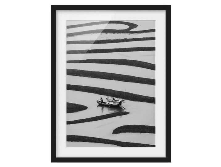 Bild Beauty of Simple Life I Teilmassivholz Kiefer, matt lackiert Schwarz/Weiß 50 x 70cm