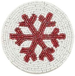 Saro Lifestyle "Snowflake Sparkle Beaded Coaster (Set of 4) - 4"""