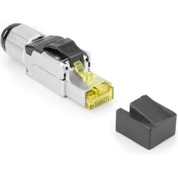 ACT Field termination plug RJ45 CAT6A shielded, toolless, 4PPoE 100W, Netzwerkkarte, Silber, Schwarz