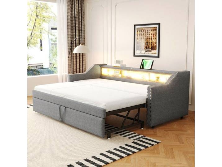 Lit- - extensible convertible en canapé-lit multifonctionnel avec compartiment de rangement- 90/180x190cm
