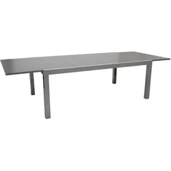 Ausziehtisch MARINA XXL,  200/300x110cm, Aluminium silbergrau + Glas grau