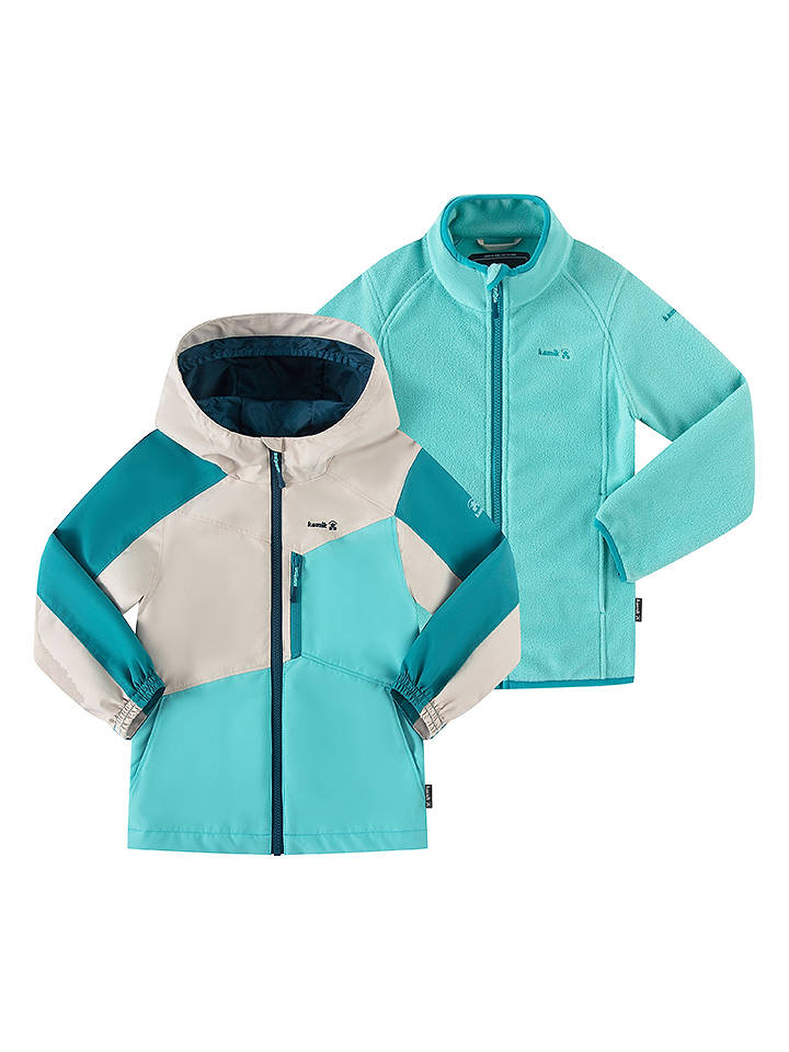 Kamik 3in1-Regenjacke "Estella" in Türkis/ Weiß - 104