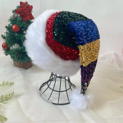 Multicon Wholesale Hub Long Plush Holiday Red Hat, Splicing Christmas Santa Hat, Unisex Festive New Year Party Supplies Gifts olive