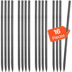 VEVOR Bodenanker, 406,4 mm, I-Typ mit 11,5 mm Durchmesser, verzinkte Zeltheringe, Erdanker, Erdnägel, Heringe, für Zelten, Vordächern, Camping, Trampolin, Blumenständer (16er-Pack)