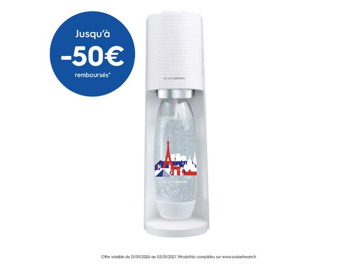 Machine à eau pétillante Terra France avec 1 bouteille fuse 1L blanc SODASTREAM