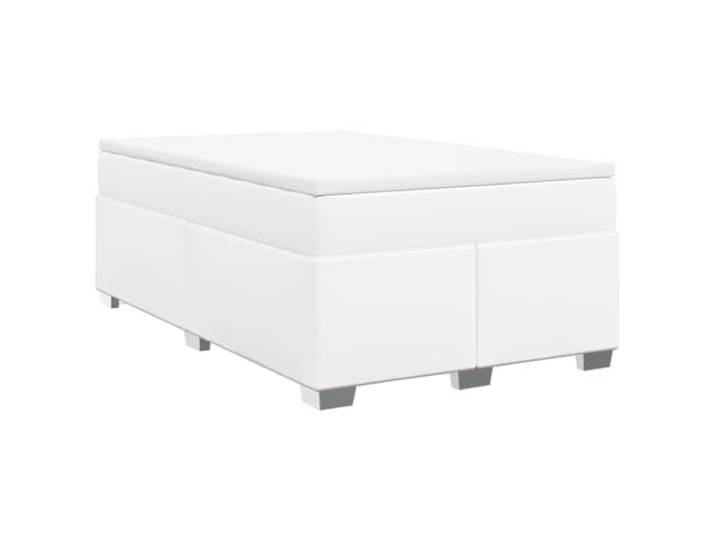 vidaXL Boxspringbett mit Matratze Weiß 120x190 cm Kunstleder