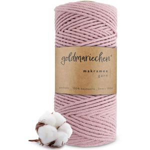 goldmariechen Makramee-Garn Premium, 3mm x 100m, 100% Baumwolle, altrosa