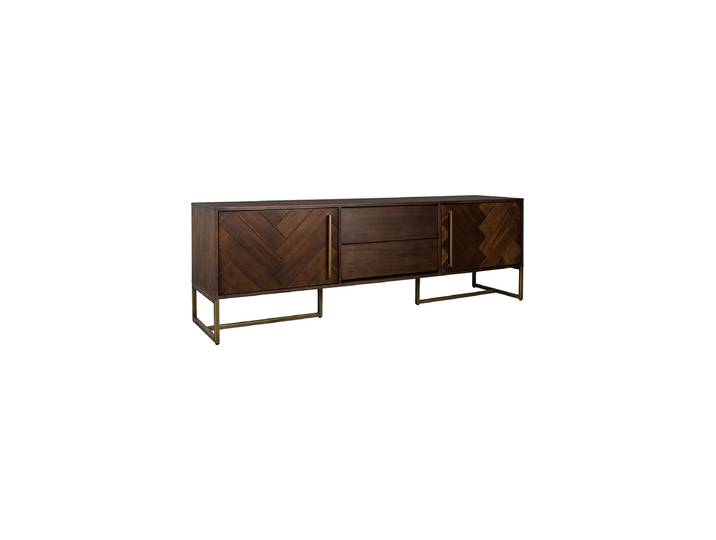 Design Lowboard „Class“ Dunkelbraun, Gold Dutchbone