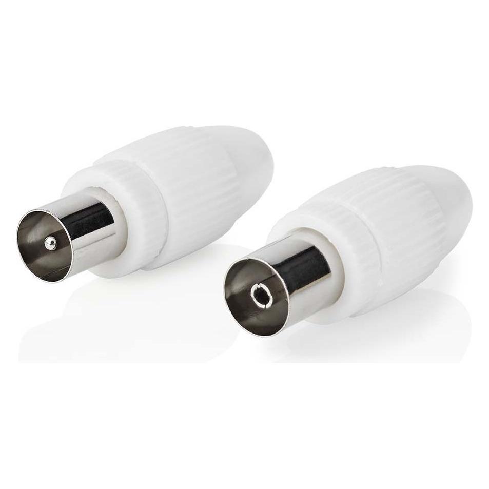 Nedis Stecker IEC (koaxial) Mach o + Buchse - gerade 2 EIN (Antennenkabel) (CSGB40999WT)