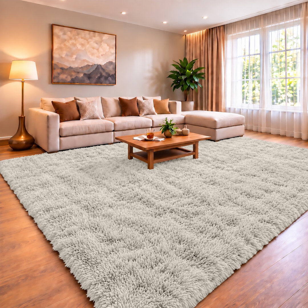 Yorkshire Bedding Soft Fluffy Living Room Large Area Rug CREAM 120x170