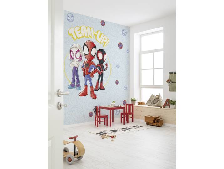 Fototapete KOMAR Marvel Spidey and his Amazing Friends Team Up , blau,rot, B:3m H:250m, Vlies, Tapeten, Fototapete