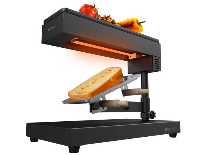 Cecotec Raclette Cheese&Grill 6000\, noir. Puissance : 600 W\, fonction grill\, finition en acier inoxydable\, thermostat réglable
