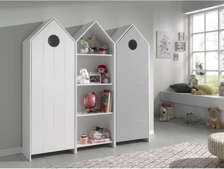 Jugendzimmer-Set VIPACK Casami, best. aus 2 Schränken mit Drehtür, 1 Regalschrank, TOP modern , grau (weiß, grau), Schlafzimmermöbel-Sets