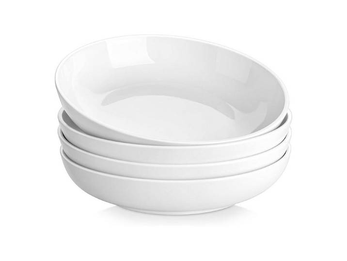 LuxusKollektion Pastateller Teller Pastateller Suppenteller Salatteller 1680ml 4 Tlg Weiß