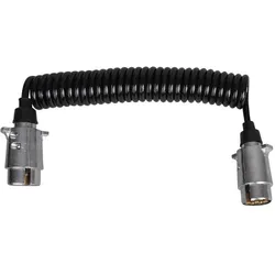ProPlus Spiralkabel mit 2x Stecker 7-polig Metall im Blister (3.50 m), Stromkabel