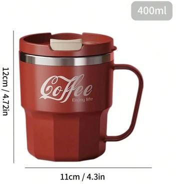 Inspire Select WORTHBUY 304 Stainless Steel Insulated Coffee Mug With Lid & Handle Double Wall Reusable Travel Cup red 13.5 Fl Oz