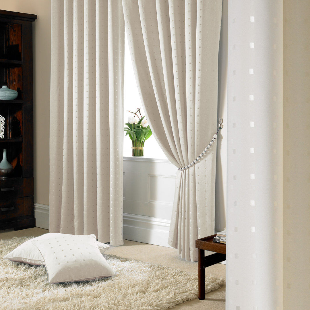 17 Stories Norush Madison Pencil Pleat Curtains Cream 229cm Width x 183cm Drop