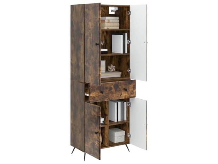 KTHLBRH Schrank Eiche Rauch, 2 Stück, 4 Türen Schrank mit Schublade, 4 Einlegeböden, modulares Design, einfache Reinigung