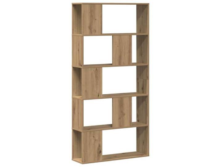 Brun Bibliothèque autoportante/Cabinet Livre CHIC Bibliothèque 5 niveaux chêne artisanal bois ingénierie @FR63028