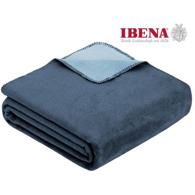 Wohndecke IBENA "Wohndecke Doubleface Dublin", blau (dunkelblau, petrol), B:150cm L:200cm, Baumwolle, Polyacryl, Polyester, Wohndecken, Wohndecke, in trendigen Farben