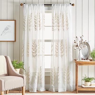 Martha Stewart Georgia Embroidery Poletop Curtain Panel Pair