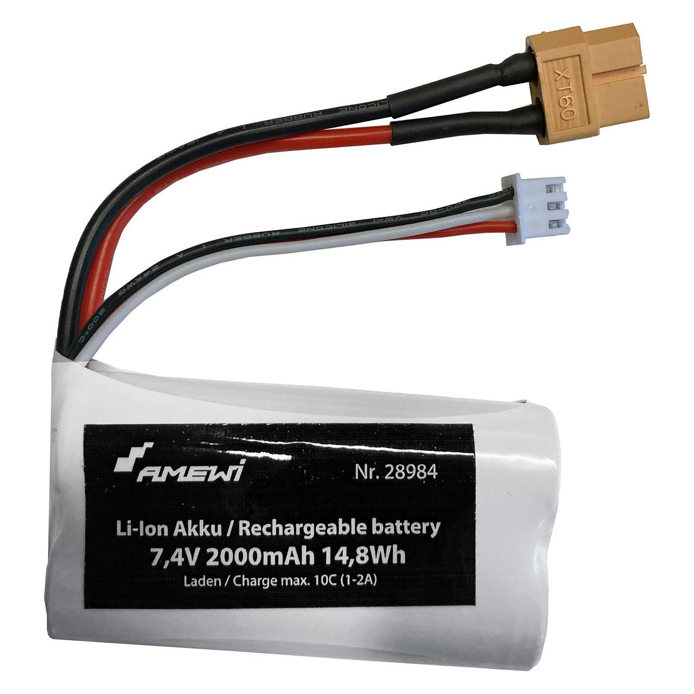 Amewi Li-Ion Akku 2S 7,4V 2000mAh XT60 (2000 mAh, 7.40 V) (53888727)