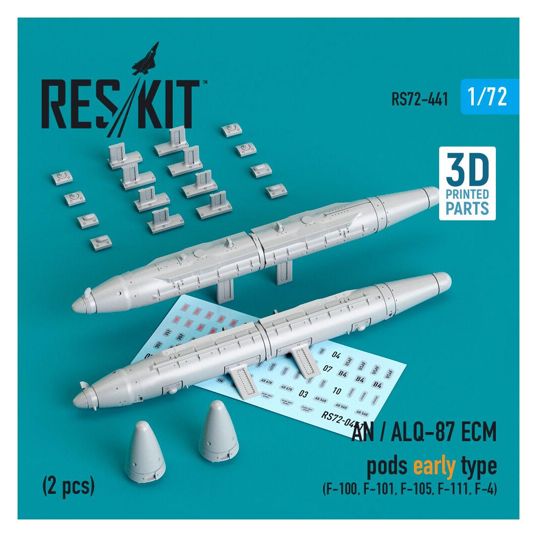ResKit AN / ALQ-87 ECM pods early type (2 pcs) (F-100, F-101, F-105, F-111, F-4) (3D Printed) (RS72-0441)