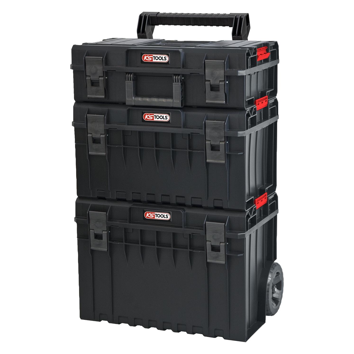 KS Tools Mobiler Werkzeugkoffer-Set mit Rollen und Trolley für Transport und Lagerung (3 Teile) (850.0380F)