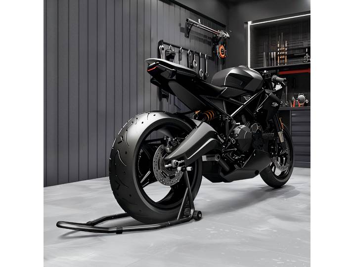 HOMCOM Support Moto Arrière Roulettes Noir