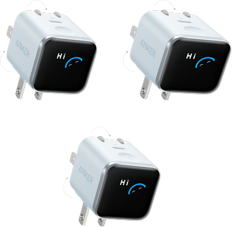 Anker Nano Charger (45W, Smart Display, 180Â° Foldable, 3-Pack)
