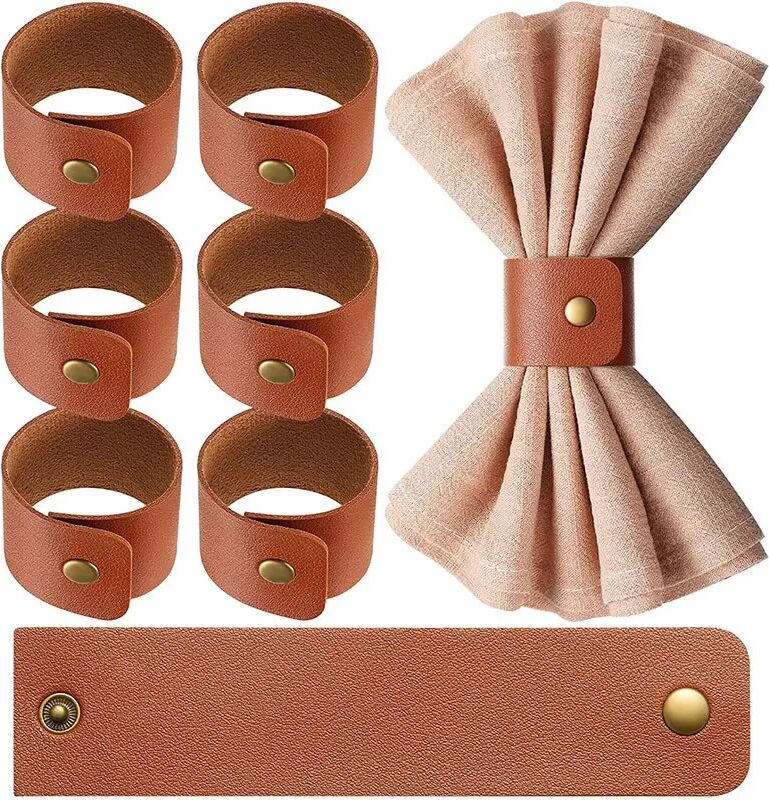 INF 10er-Set Serviettenringe aus PU-Leder – Elegante Tischdekoration für Partys und Abendessen Kaffee