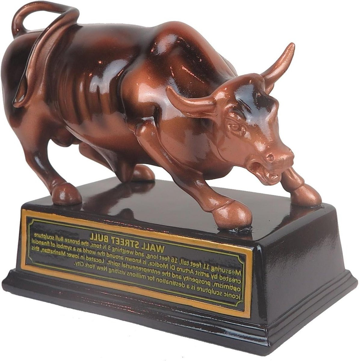 Bronzen Stier Beeldje - Wall Street Symbool - Kantoor Decoratie - Brons - 12,7 cm