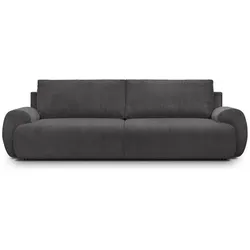 Aucune, Sofa + Bettsofa, Schlafsofa – 3-Sitzer – MILO – Anthrazitgrauer Cordstoff – Staufach – 254 x 99 x 84 cm (3-Sitzer)
