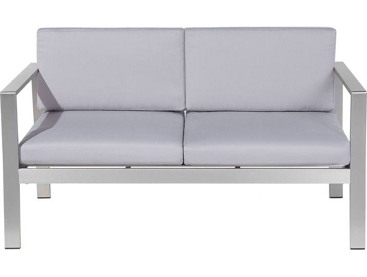 BELIANI Gartensofa Hellgrau Aluminium 2-Sitzer Auflagen Outdoor
