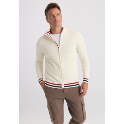 Strickjacke FELIX HARDY "Strickjacke mit durchgehendem Reißverschluss", Herren, Gr. XXL, beige (ecru), 100% Baumwolle, 20_2_8_Strickjacken Strickjacke