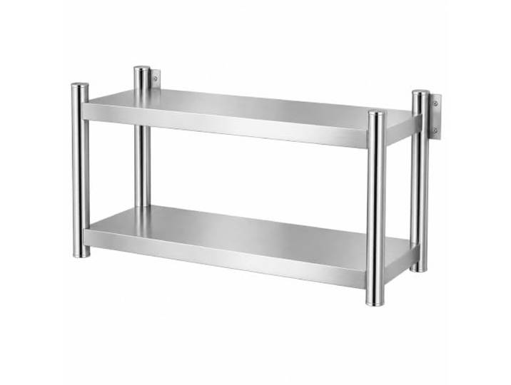 ZDMZR Edelstahl-Wandschrank, Verstärkter Träger, Hängeschrank Großzügige Arbeitsfläche, Schraubbefestigung, Stabile Tragfähigkeit, Kantenbindung, 2-Stufiges Regal(120x30x40CM/47x12x16IN)