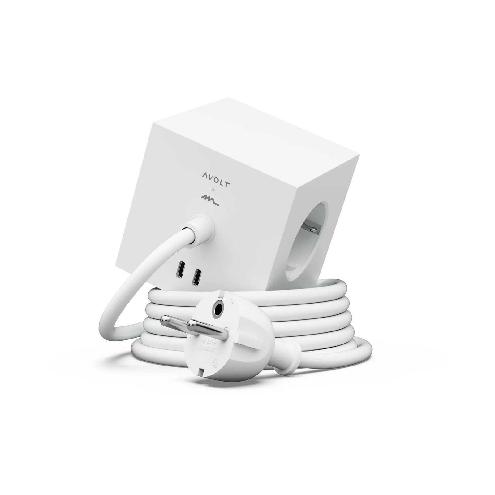 Avolt Square 1 stopcontact met USB-C 30W, 1,8 m, Wit, Martinelli Luce edition