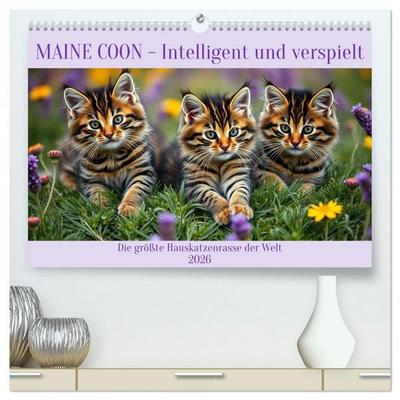 Maine Coon - Intelligent und verspielt (hochwertiger Premium Wandkalender 2026 DIN A2 quer), Kunstdruck in Hochglanz